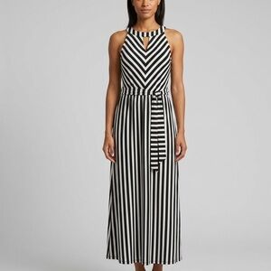 maxi curve dress Kiyonna Plus Size Maritime Ruffle Maxi Dress with Sleeves